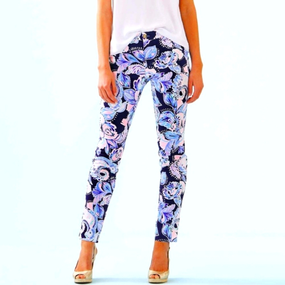Lilly Pulitzer Kelly High Rise Skinny Ankle Holy Flockamole Pants 2